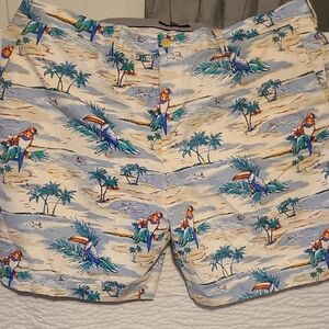 Tommy Hilfiger Tropical Print Women's Shorts - Blue and Cream